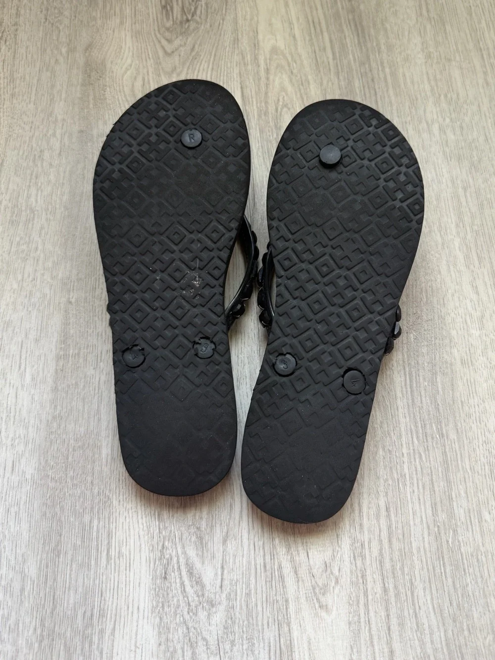 Tory Burch - Black Beaded Flip Flop Sandals